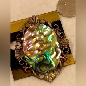 Natural abalone pin- gold- plated sterling silver